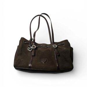 BRIGHTON Small Vintage Drawstring Cinclaire Brown Suede Shoulder Handbag